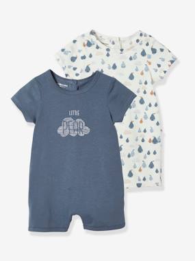 Baby-Pack of 2 Summer Sleepsuits with Pears Motif for Baby Boys