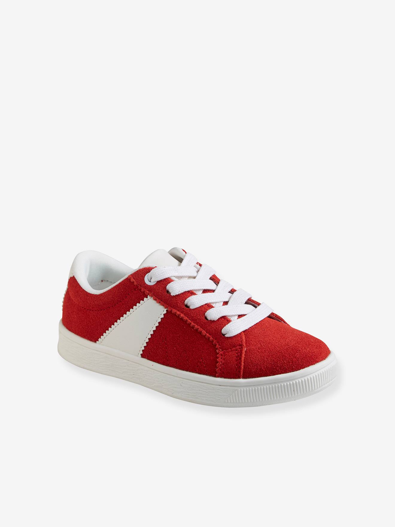 Split Leather Trainers for Boys - red 