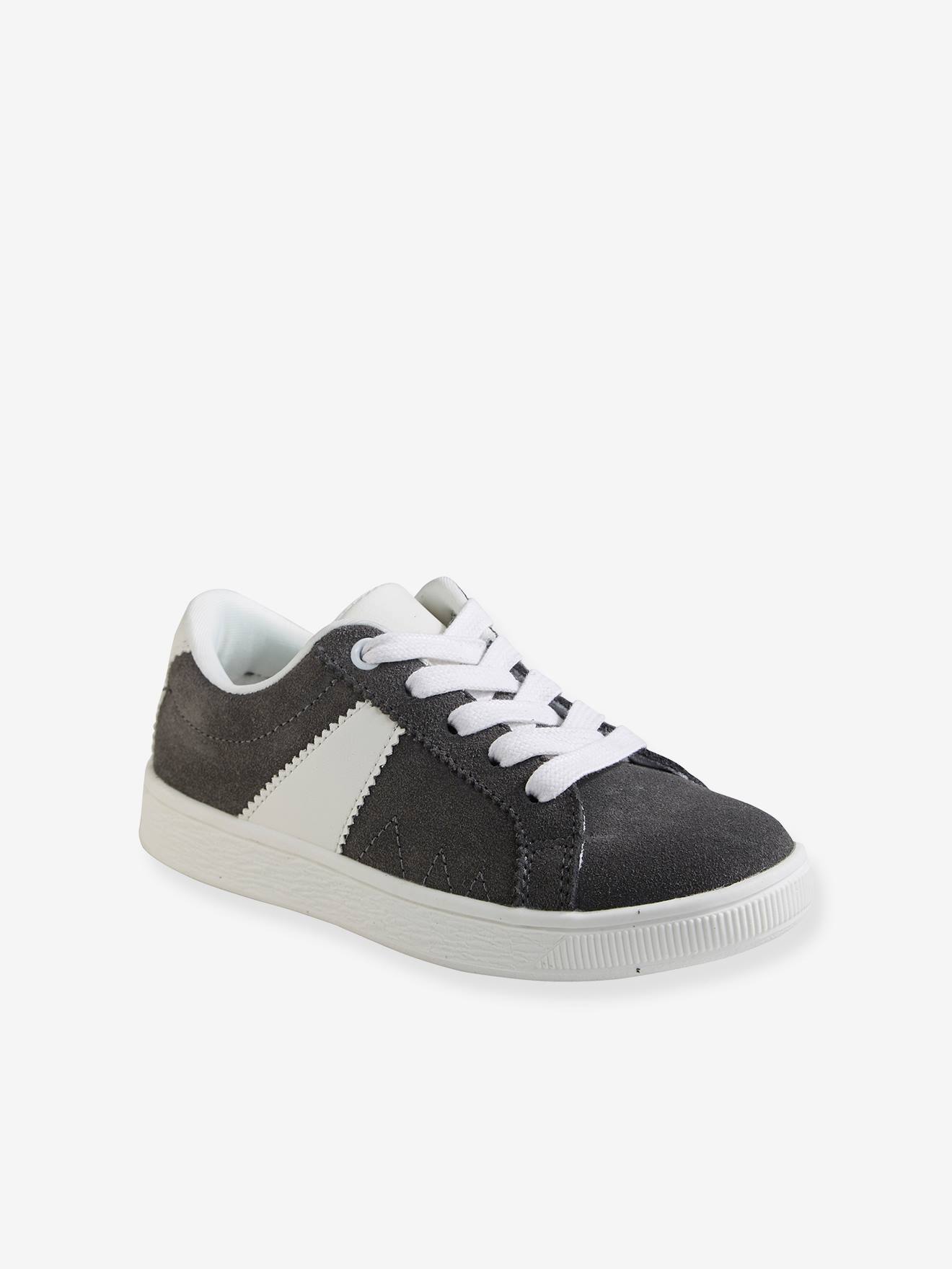 Split Leather Trainers for Boys - grey 