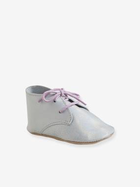 Shoes-Baby Footwear-Slippers & Booties-Booties in Soft Leather, for Baby Girls