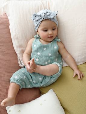 -Jumpsuit for Newborn Babies, Embroidery in Cotton Gauze