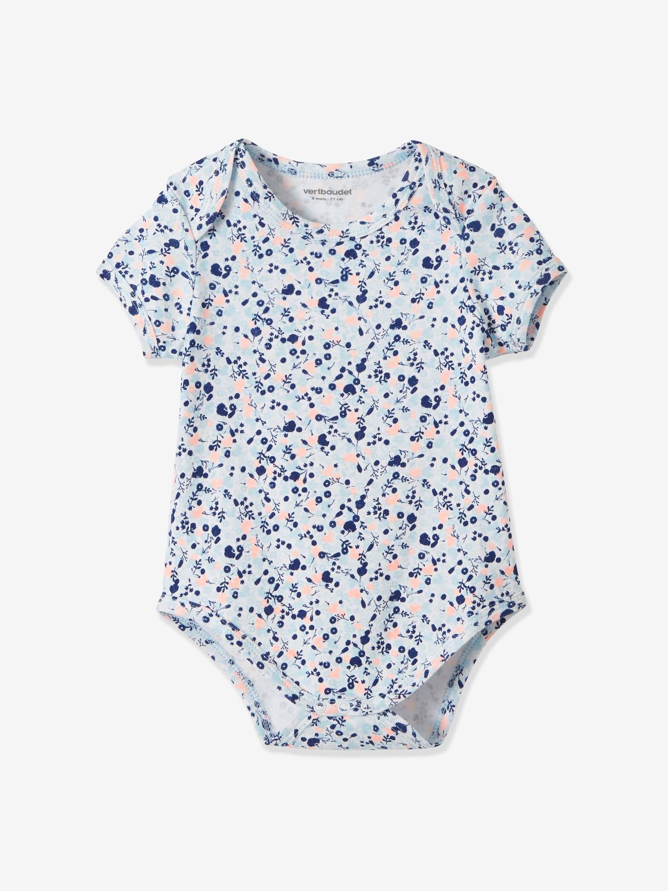 Lot De 3 Bodies Bebe Naissance A Manches Courtes Motifs Fleurs Lot Melon Fluo Bebe