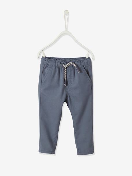 Pantalon Bebe Garcon En Toile A Taille Elastiquee Bleu Jean Bebe