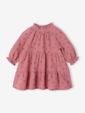 Baby- Ruffled Dress in Cotton Gauze, for Girls