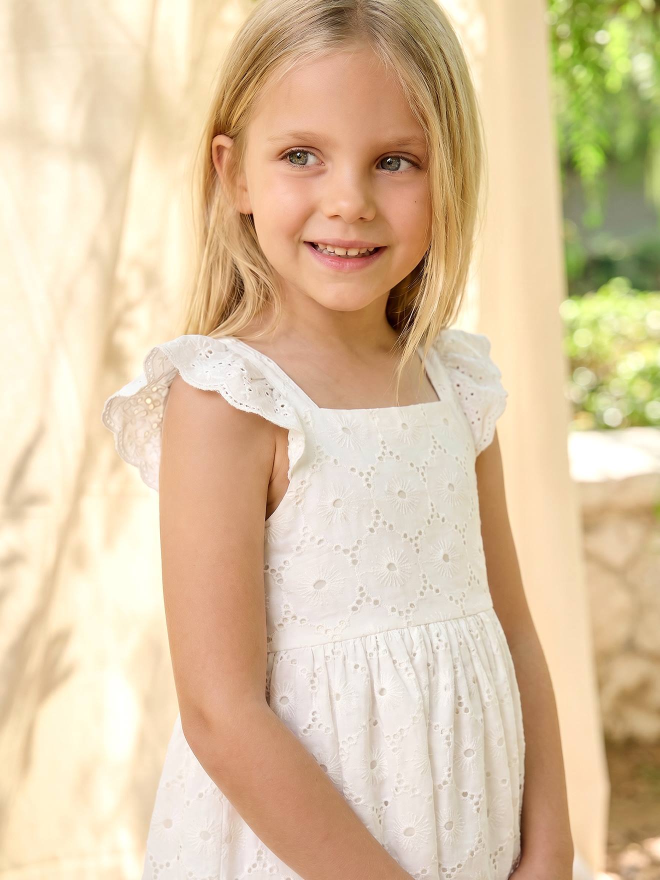 white cotton broderie anglaise dress Yumi White Cotton Broderie Anglaise Midi Button Up Dress