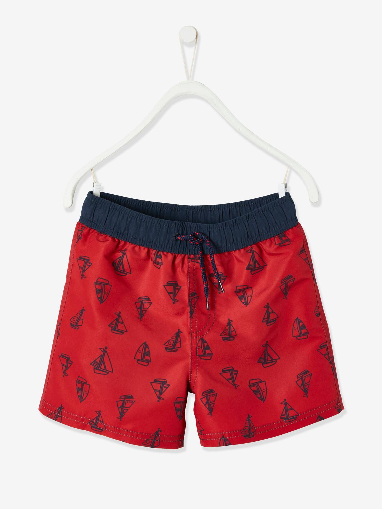 boys red swim trunks