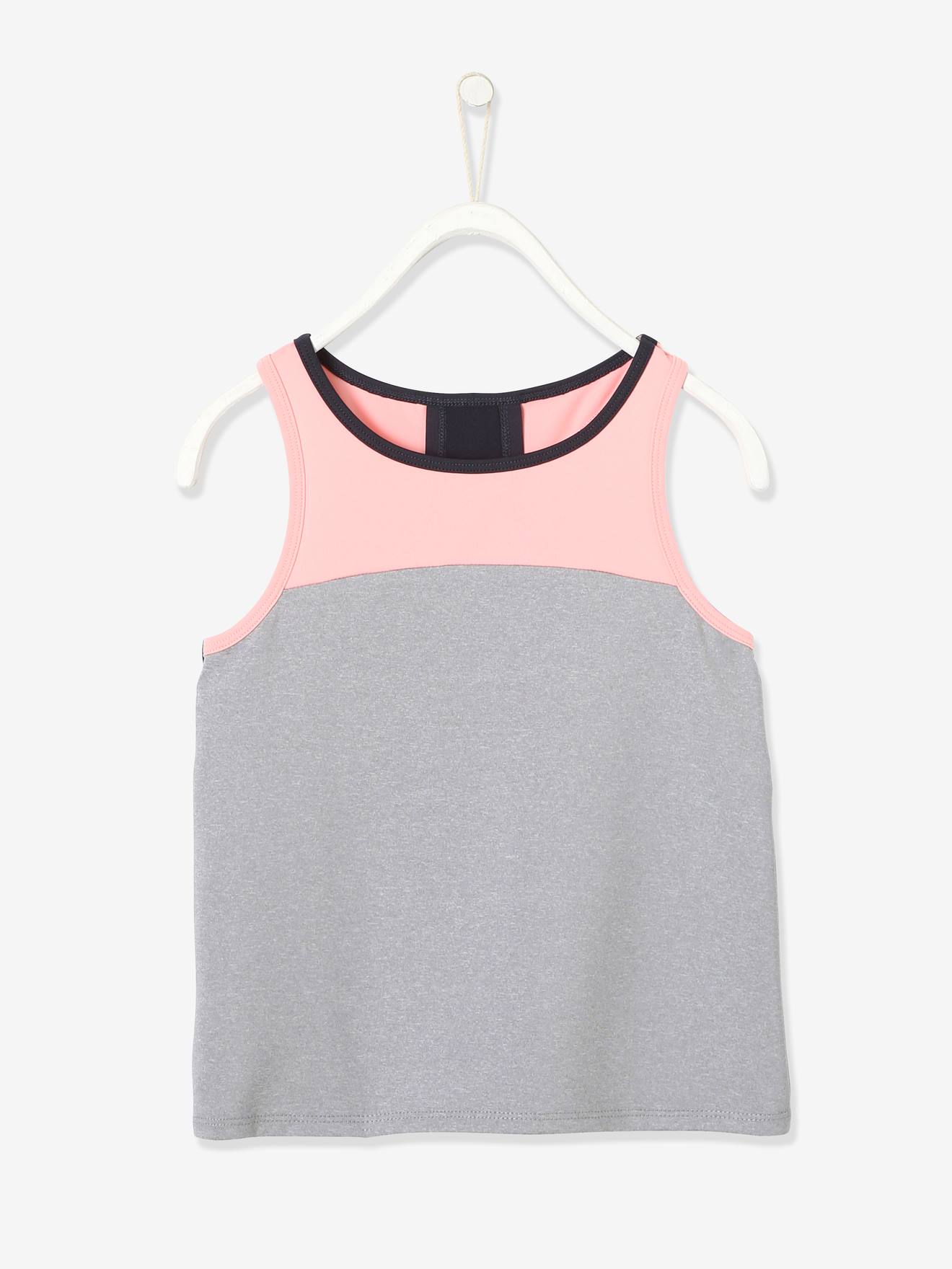 Sleeveless Top for Sports, for Girls - grey/print, Girls