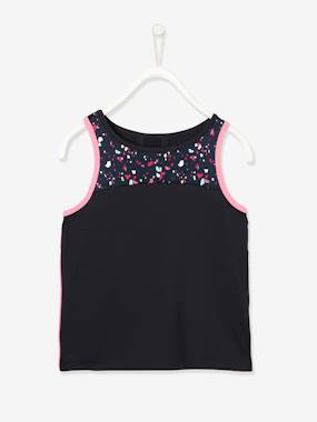 Fille-T-shirt, sous-pull-Débardeur de sport fille effet 2 en 1