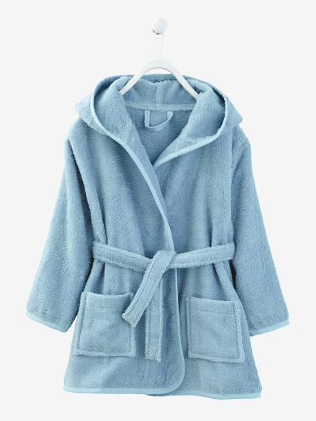 Peignoir de bain à capuche enfant BEIGE+BLEU DENIM+BLEU GRIS+CORAIL+parme+VERT BLEUTE+VERT FONCE - vertbaudet enfant 