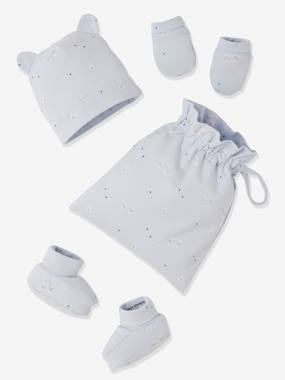Bébé-Accessoires-Bonnet, écharpe, gants-Kit bonnet + chaussons + gants et sac bébé