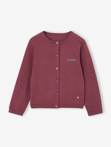 Gilet fille maille fine BASICS anthracite+beige chiné+bleu grisé+bois de rose+marine+prune+vanille+vert émeraude - vertbaudet enfant 