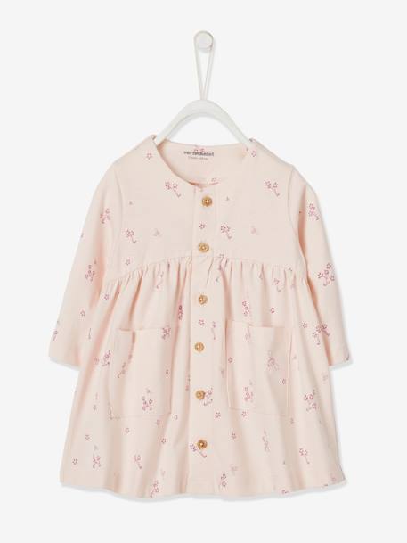 Robe Bebe Naissance En Maille Stretch Motif Fleurs Rose Pale Bebe