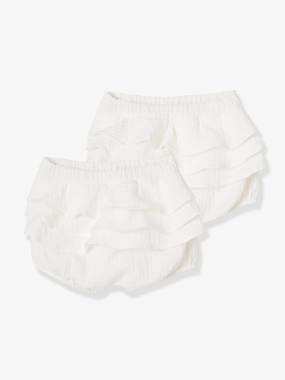 Baby-Shorts-Pack of 2 Bloomers in Cotton Gauze for Baby Girls