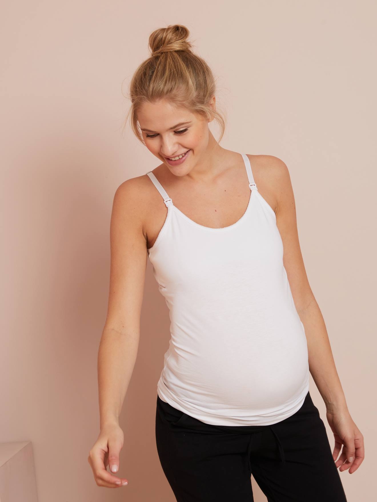 Pack of 2 Nursing Tops with Spaghetti Straps - light grey, Maternity