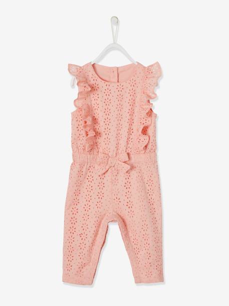 Combinaison Broderie Anglaise Bebe Fille Rose Pale Bebe