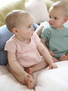 Baby-Bodysuits & Sleepsuits-Bodysuit in Cotton Gauze, for Babies