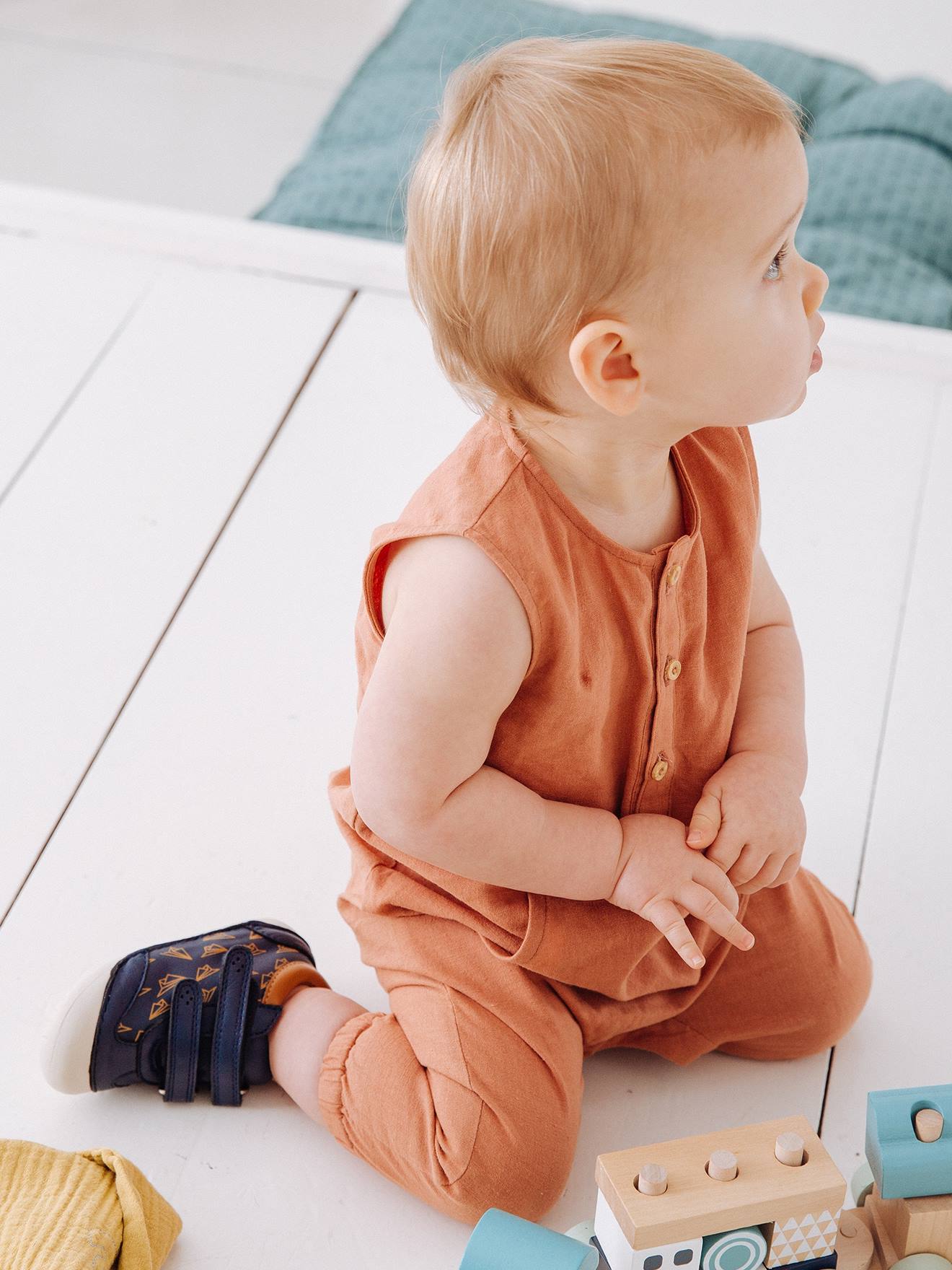 Chaussons 4 Pattes Bebe Garcon En Cuir Bleu Marine Chaussures