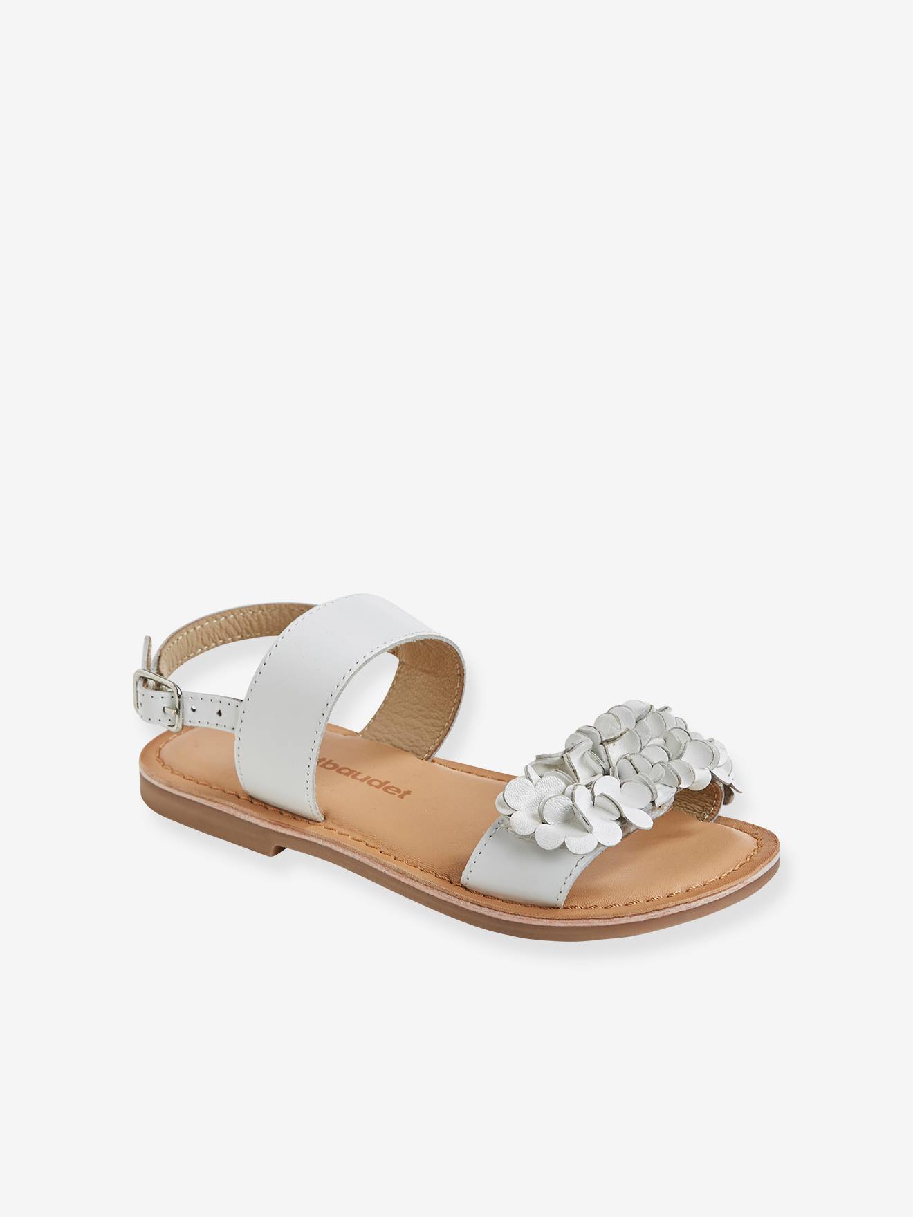 Leather Sandals for Girls - white, Shoes