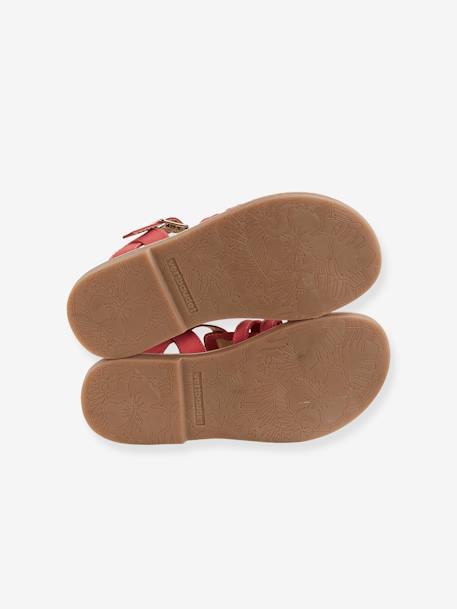 Sandales multi-brides cuir fille CAMEL+jaune+Jaune fluo+ROSE - vertbaudet enfant 