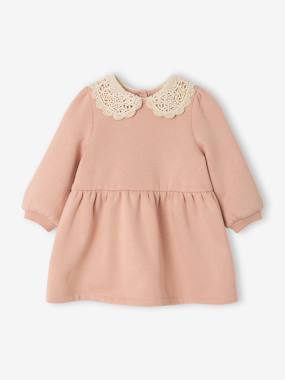 Robe bébé en molleton avec col en crochet  - vertbaudet enfant
