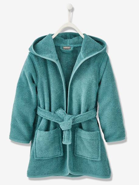 Peignoir de bain à capuche enfant BEIGE+BLEU DENIM+BLEU GRIS+CORAIL+parme+VERT BLEUTE+VERT FONCE - vertbaudet enfant 