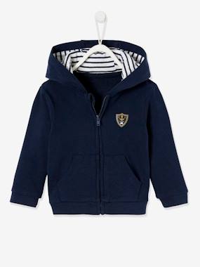 Baby-Jumpers, Cardigans & Sweaters-Jacket with Hood & Zip For Baby Boys