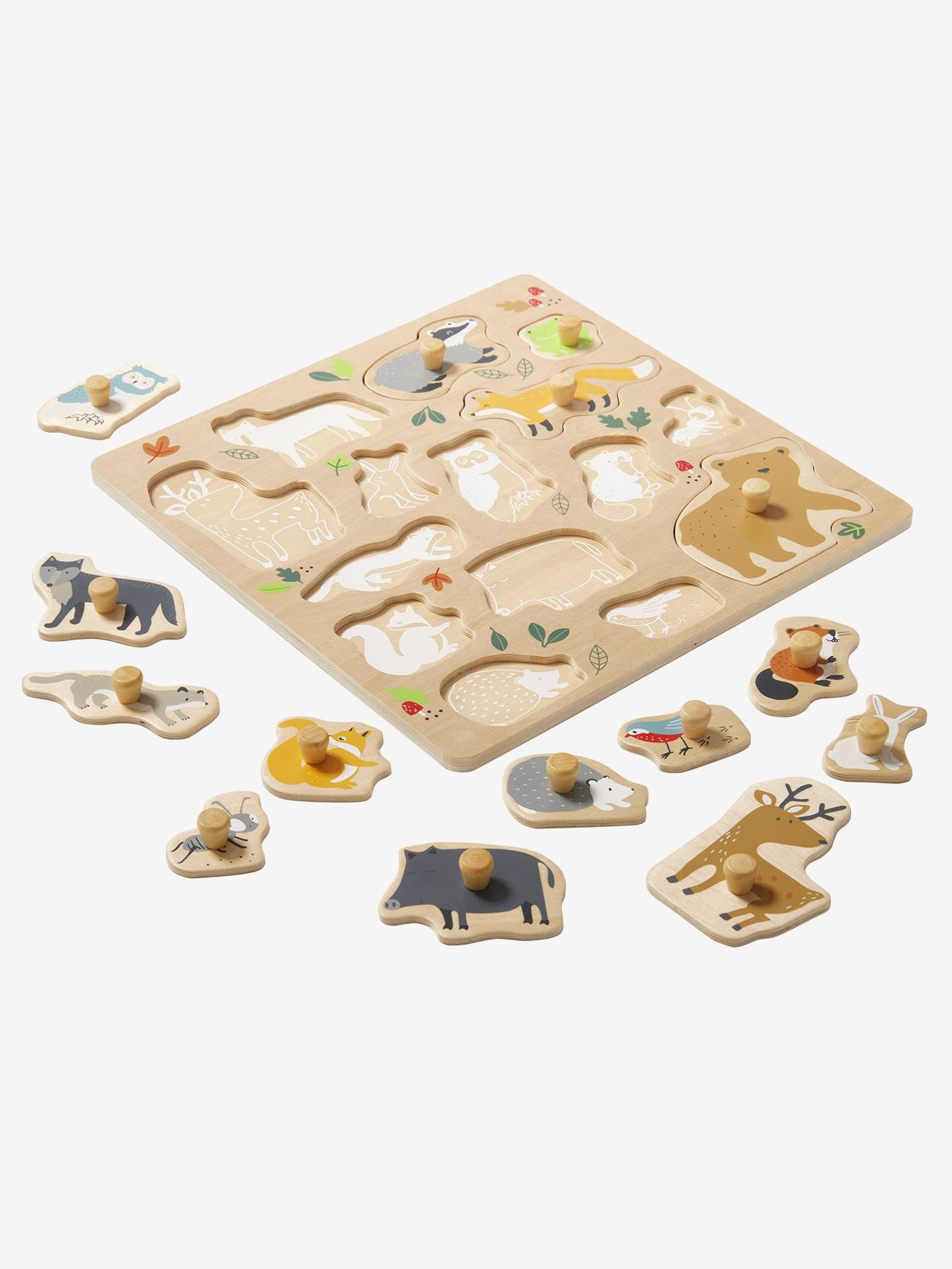 Puzzle éducatif en bois à bouton – animaux de la forêt – Magasin