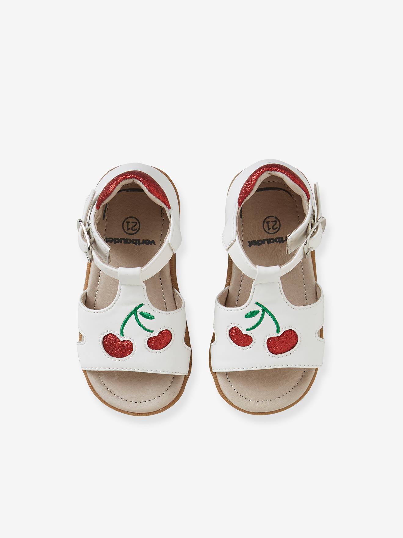 Sandals With Embroidered Appliques For Baby Girls White Print Shoes