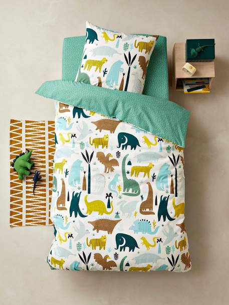 Parure Housse De Couette Taie D Oreiller Enfant Paleo Jungle Oeko Tex Ivoire Linge De Lit Deco
