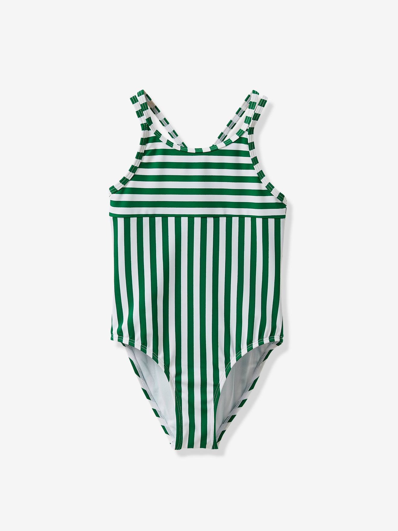 green striped swimsuit