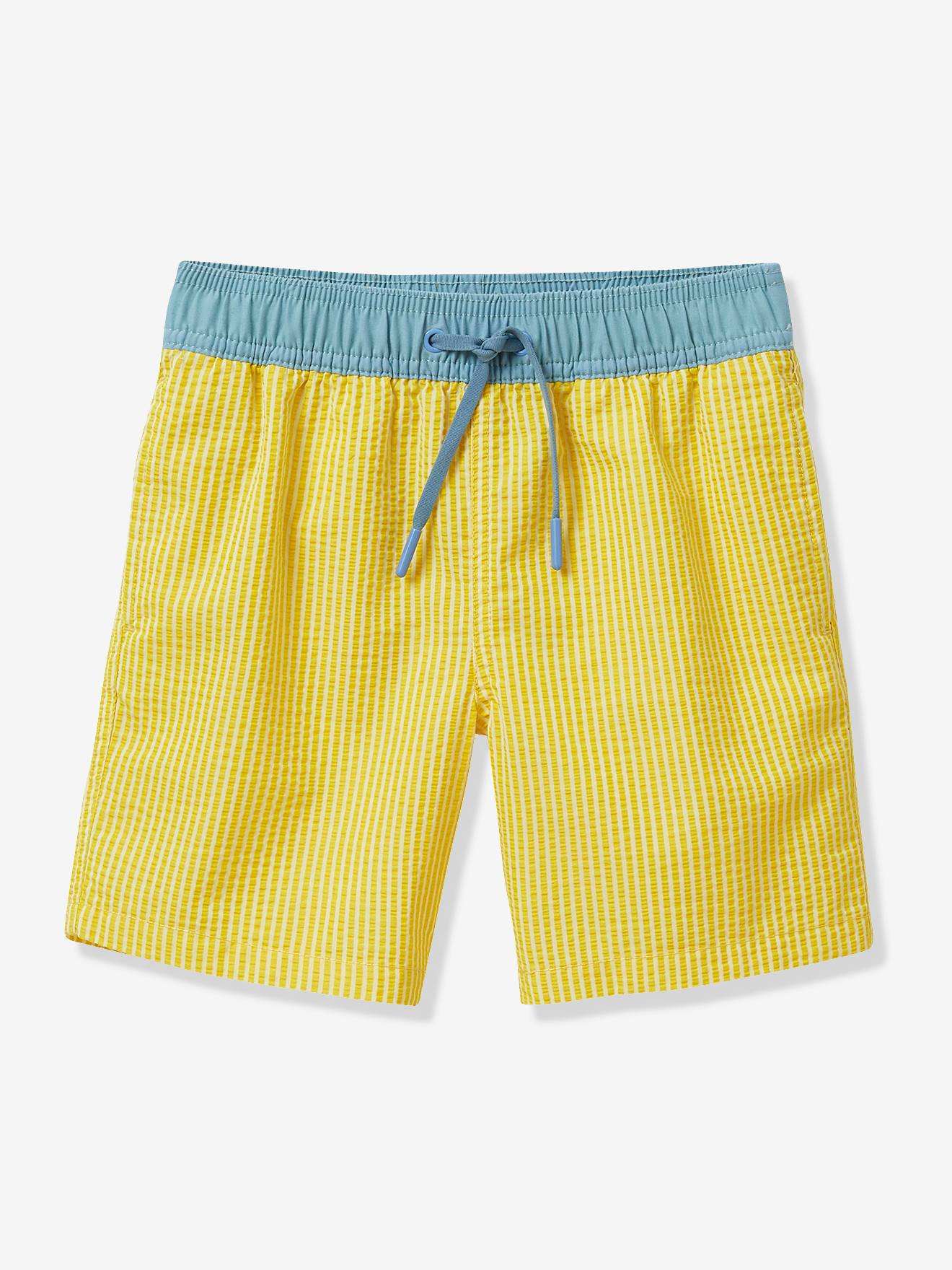 blue striped swim shorts