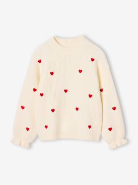 -Pull fille manches longues col rond