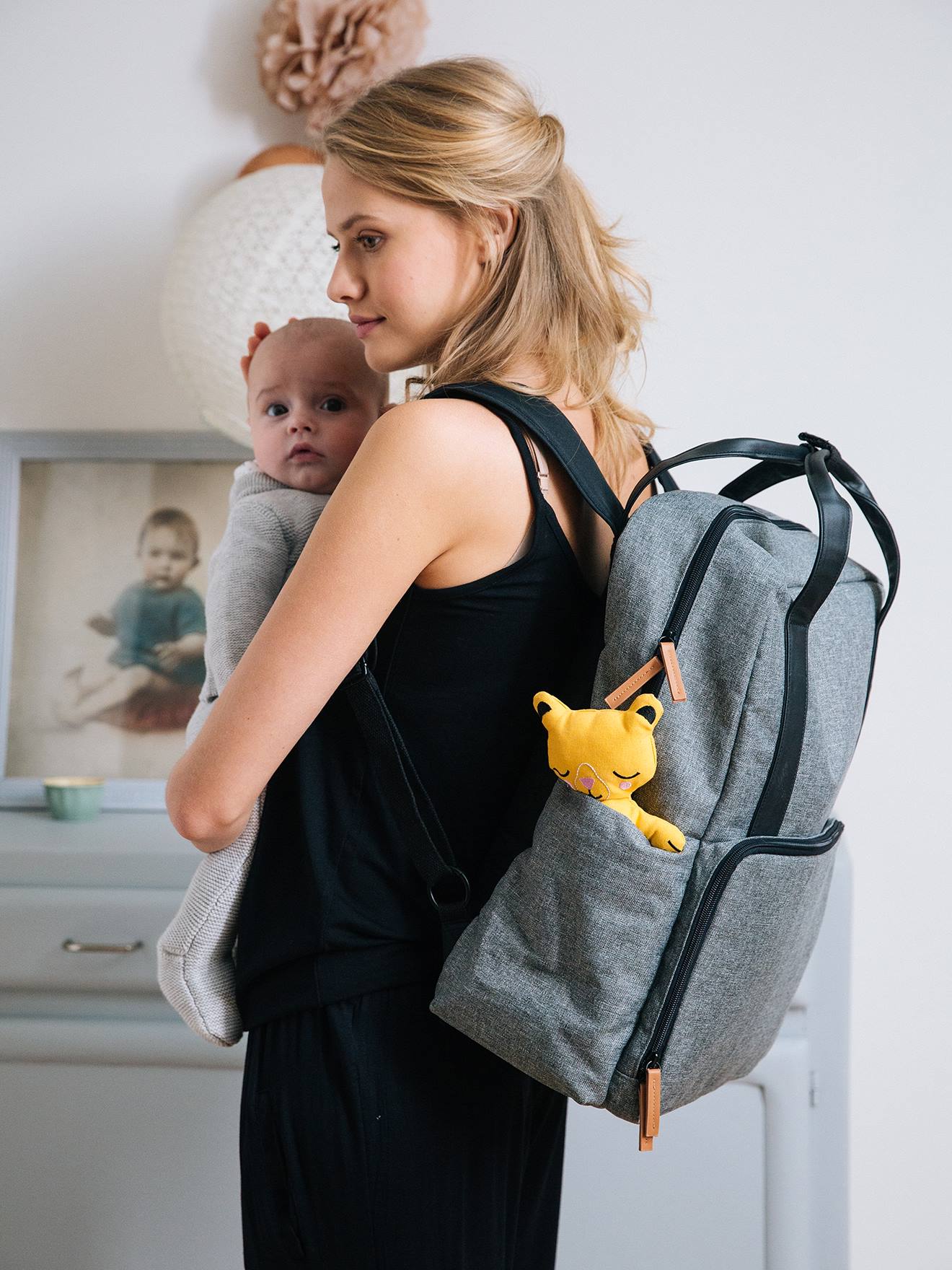 Sac à Langer Bébé En Feutre Rubberneck - Organiseur Portatif Gris Clair 26x17x17 Cm