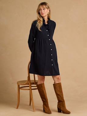 Vêtements de grossesse-Robe-Robe de grossesse et allaitement en gaze de coton