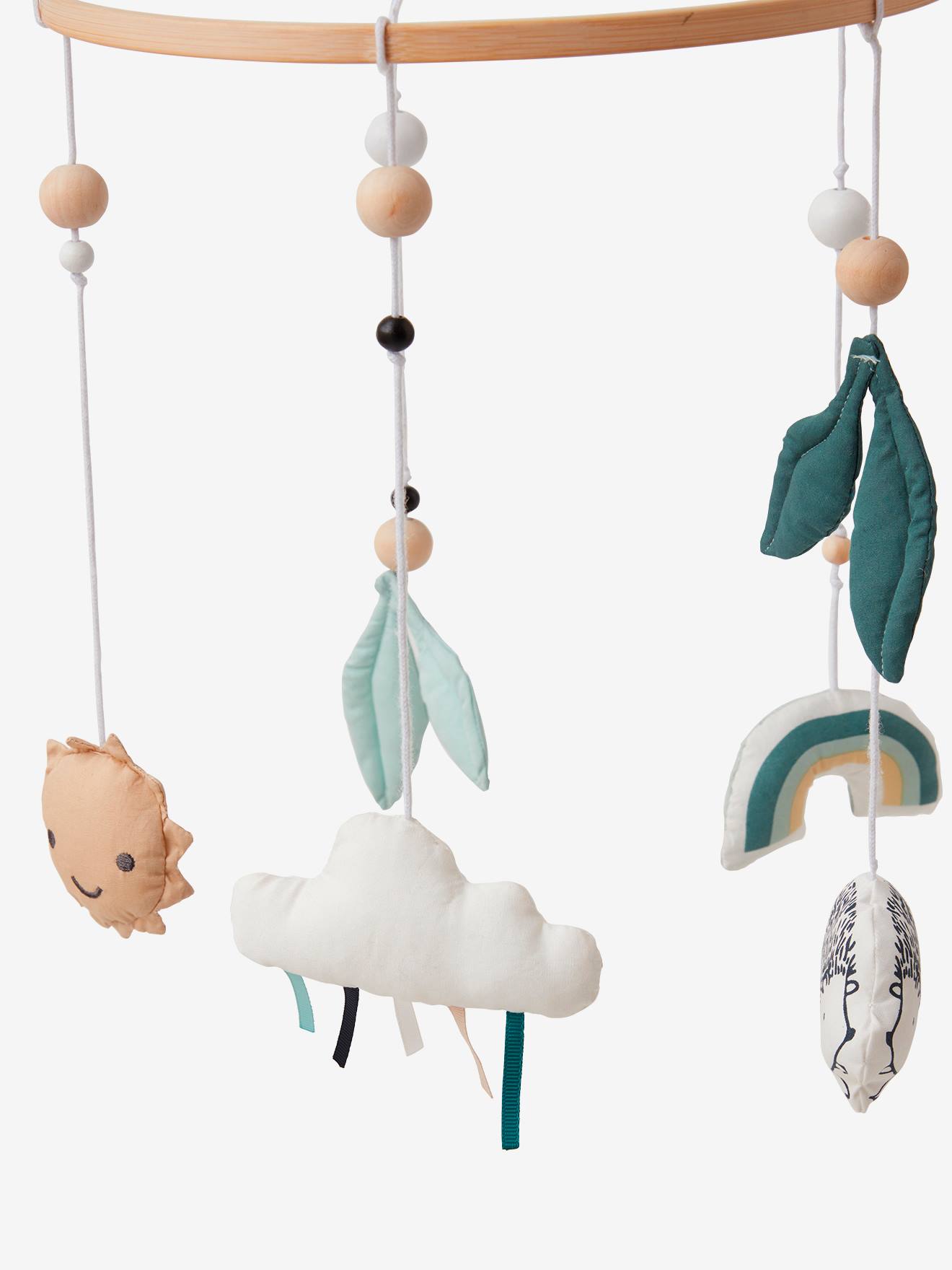 Mobile musical en bois et coton - Multicolore