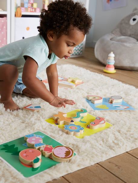 VERTBAUDET Jeu De Reconnaissance Tactile En Bois Multicolore - Dès 2 Ans