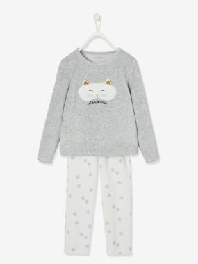 Girls-Velour Pyjamas with Cat Mask for Girls