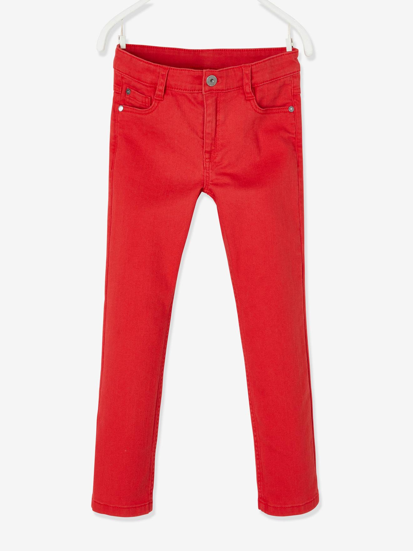 red colour jeans