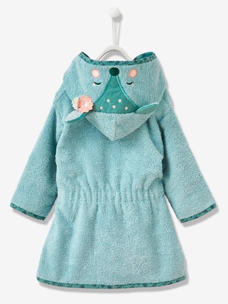 Peignoir de bain Bébé rayures TRANSAT capsule famille personnalisable, avec coton recyclé rayé vert