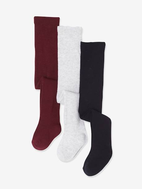 Pack Of 3 Knitted Tights For Babies Burgundy Baby