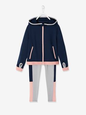 Girls-Outfits-Sports Combo, Zipped Jacket + Leggings for Girls