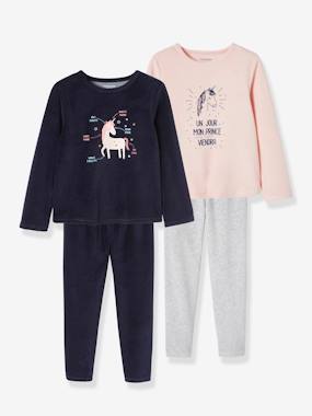 -Pack of 2 “Unicorn” Velour Pyjamas for Girls