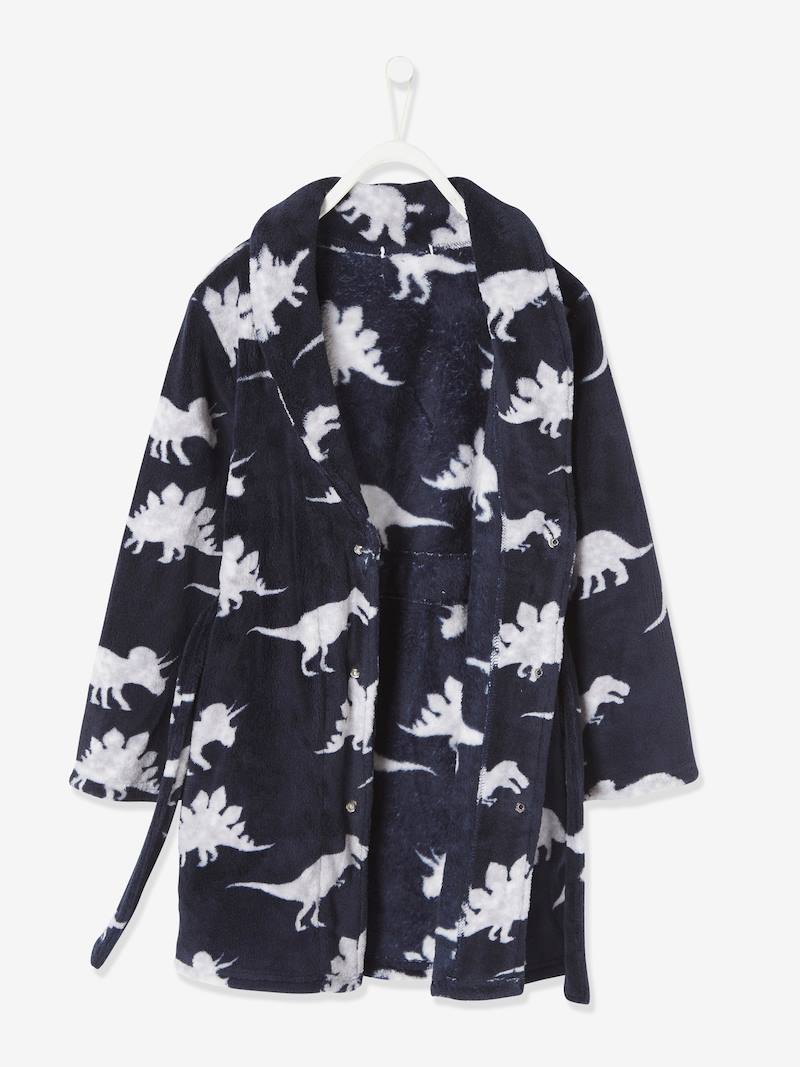 Robe de chambre aspect peluche garçon dinosaure encre imprimé, Garçon