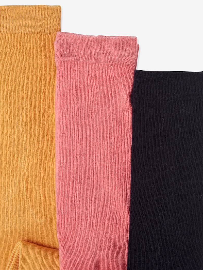 Girl's Pack of 3 Pairs of Jersey Knit Fabric Tights yellow dark 2 color/multicol, Girls