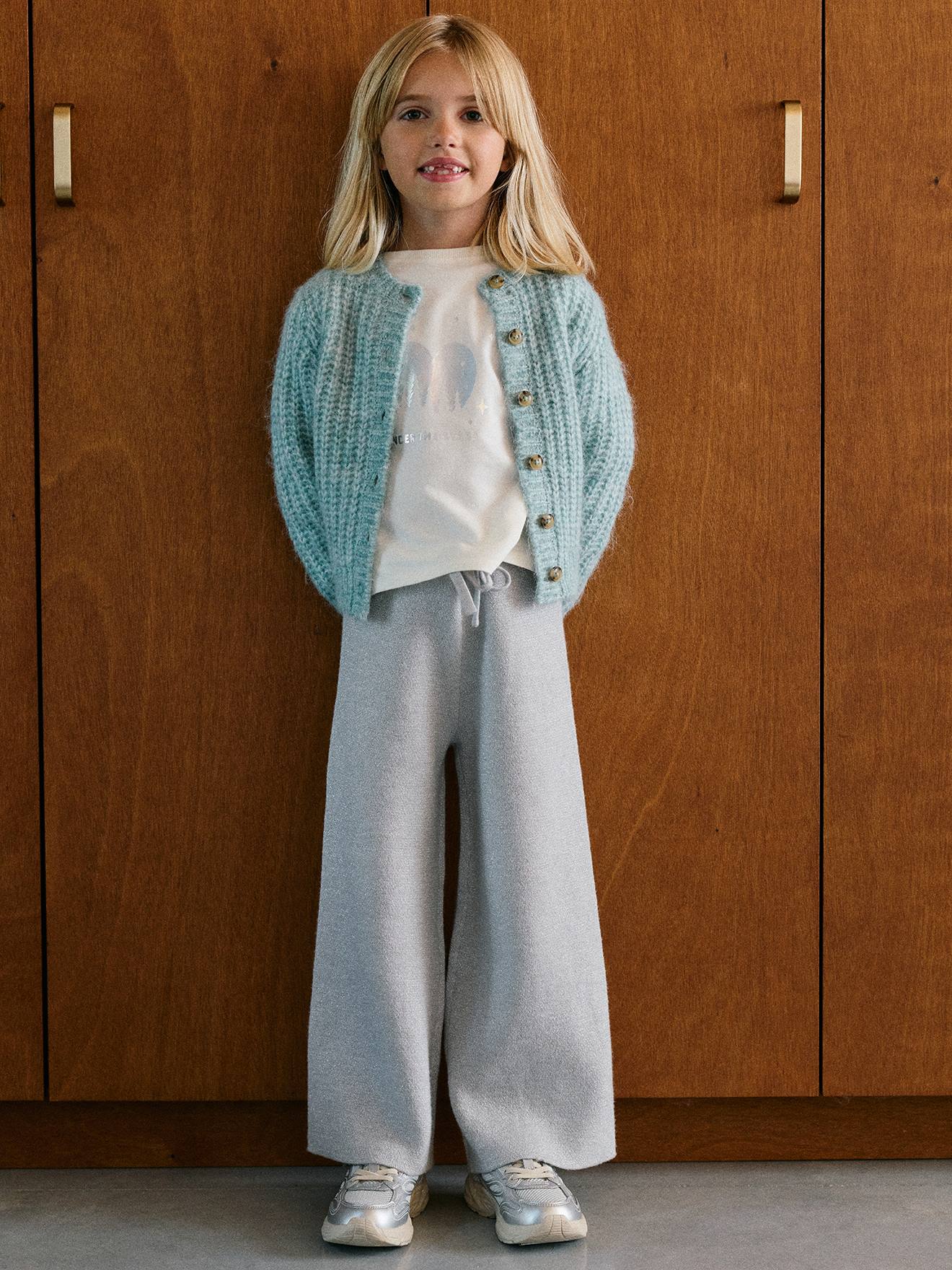 Loose-Fitting Soft Knit Cardigan for Girls - mint green, Girls
