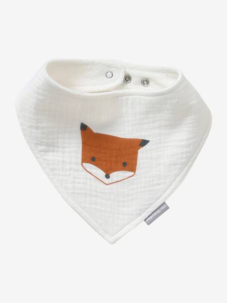 3 Bandana-Style Bibs in Cotton Gauze Brown+crystal blue+GREEN DARK ALL OVER PRINTED+Light Green+old rose+sage green+White/Print - vertbaudet enfant 