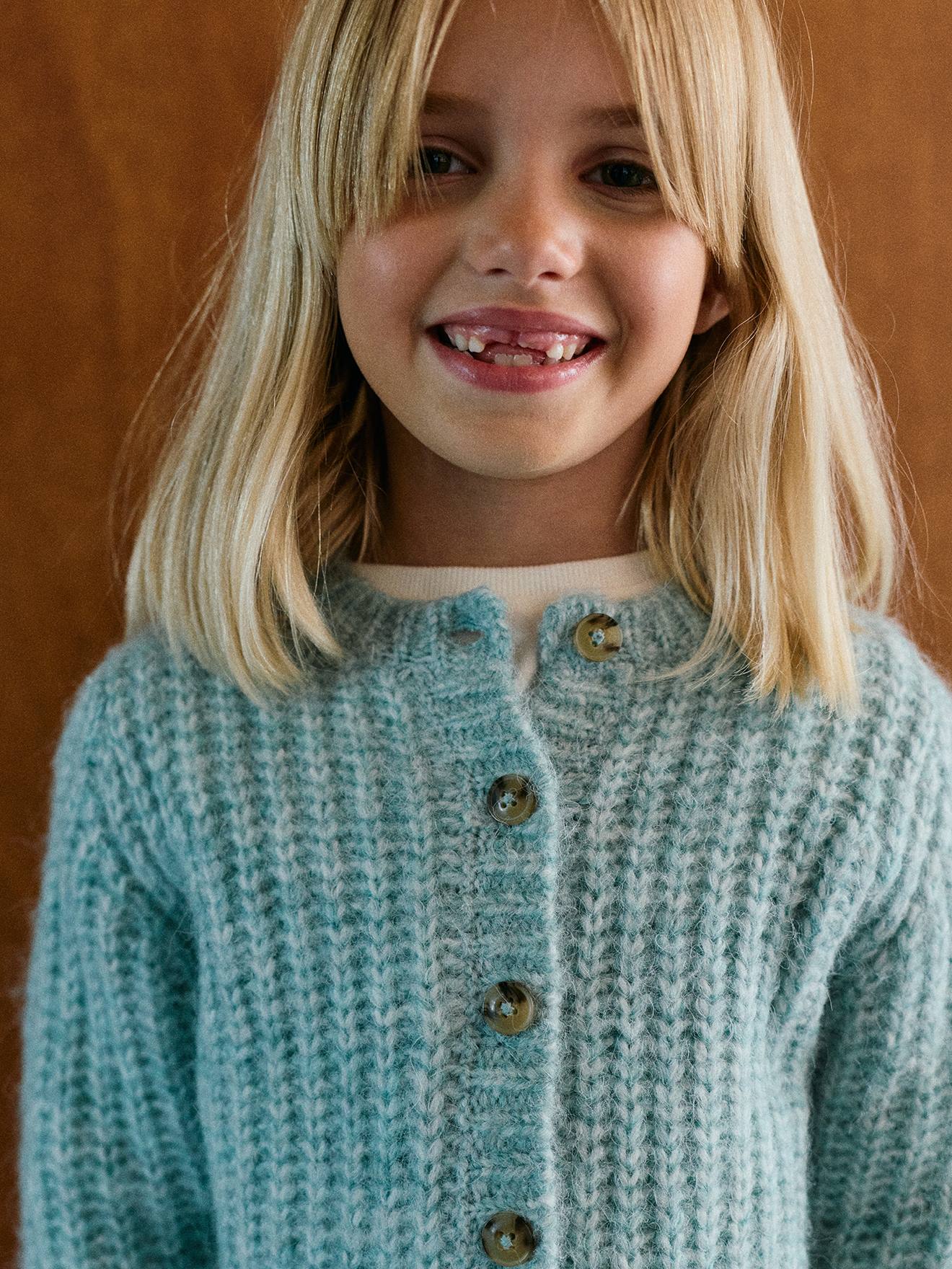 Loose-Fitting Soft Knit Cardigan for Girls - mint green, Girls