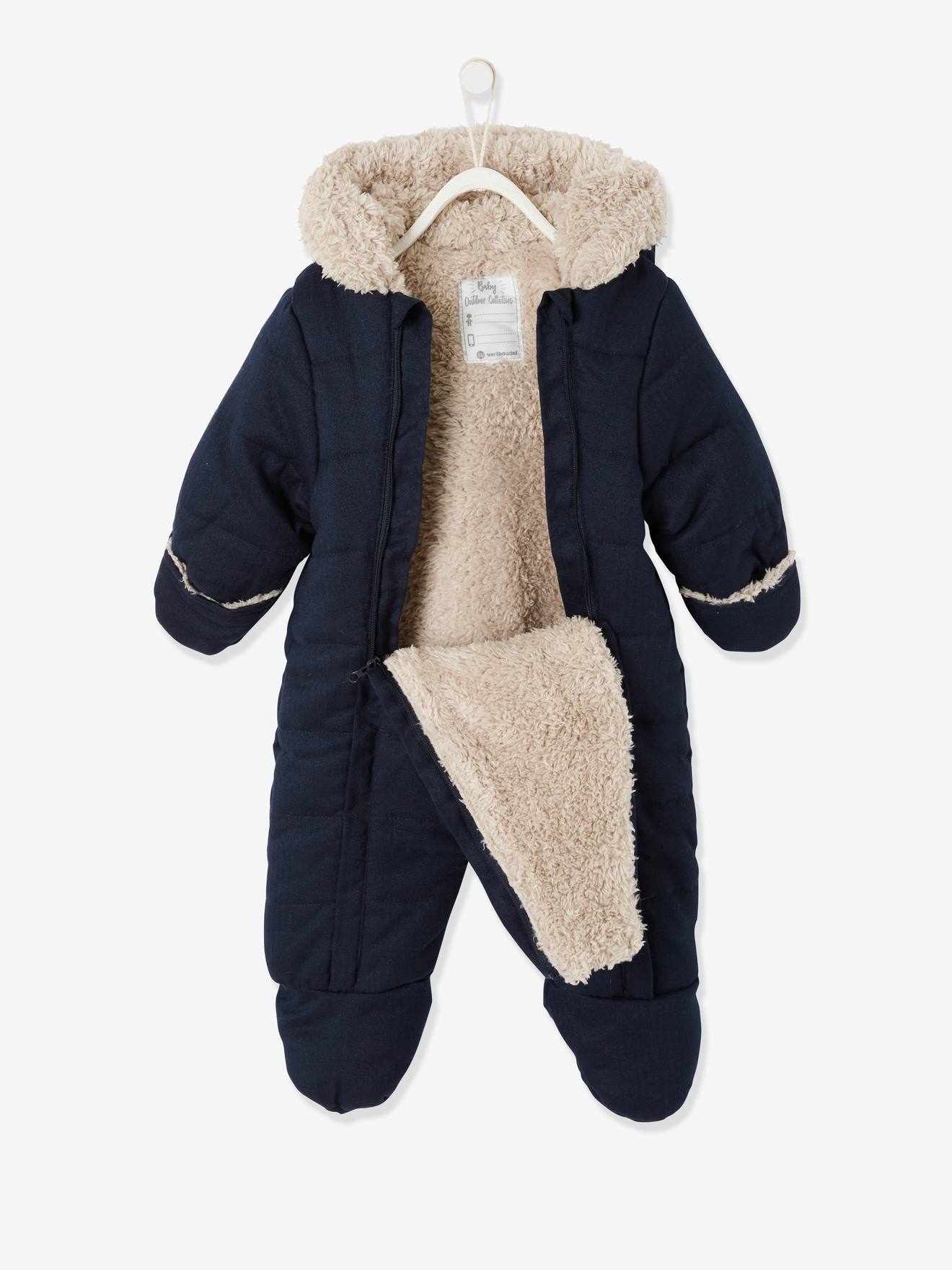 Baby Boys Pramsuit Snowsuit Winter Coat Warm Hooded Fully Lined Velour 
