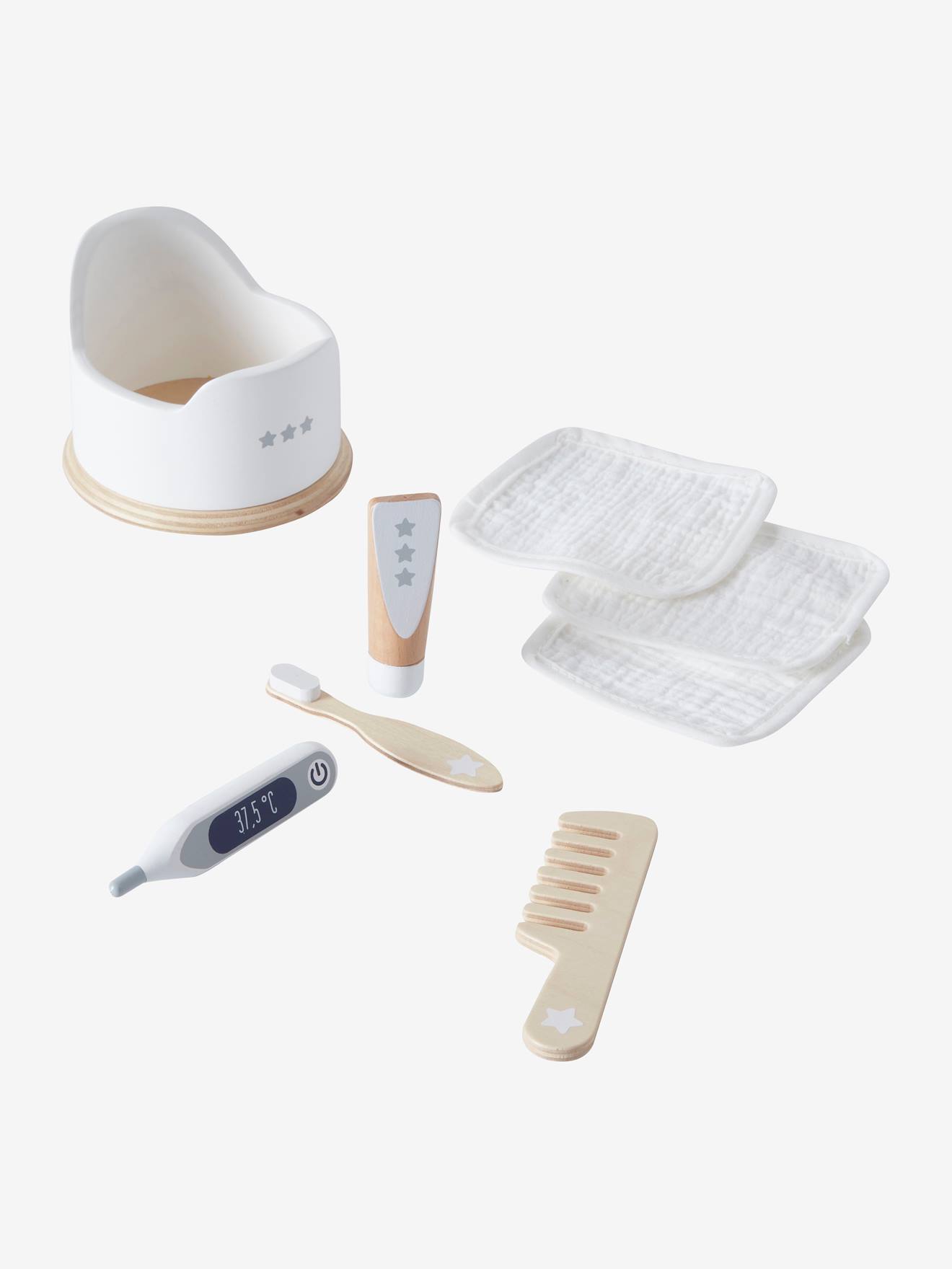 Set accessoires hygiène poupon en bois FSC® - blanc, Jouet