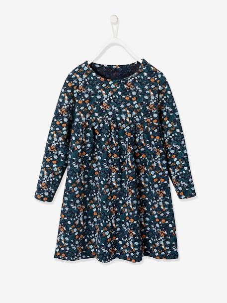 Dress & Jacket Outfit with Floral Print for Girls Blue/Print+BROWN LIGHT ALL OVER PRINTED+Dark Blue/Print+Pink/Print - vertbaudet enfant 